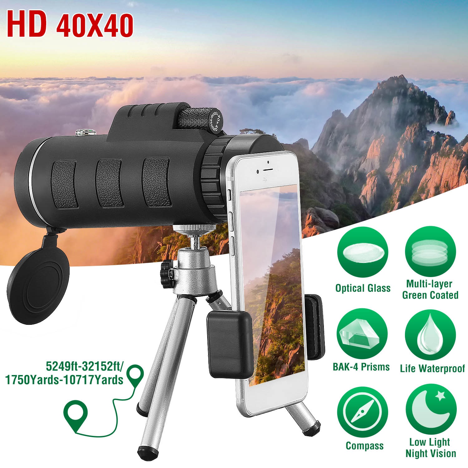 Outdoor Hunting Events - 1Pc 40 Plus 40 HD Optical