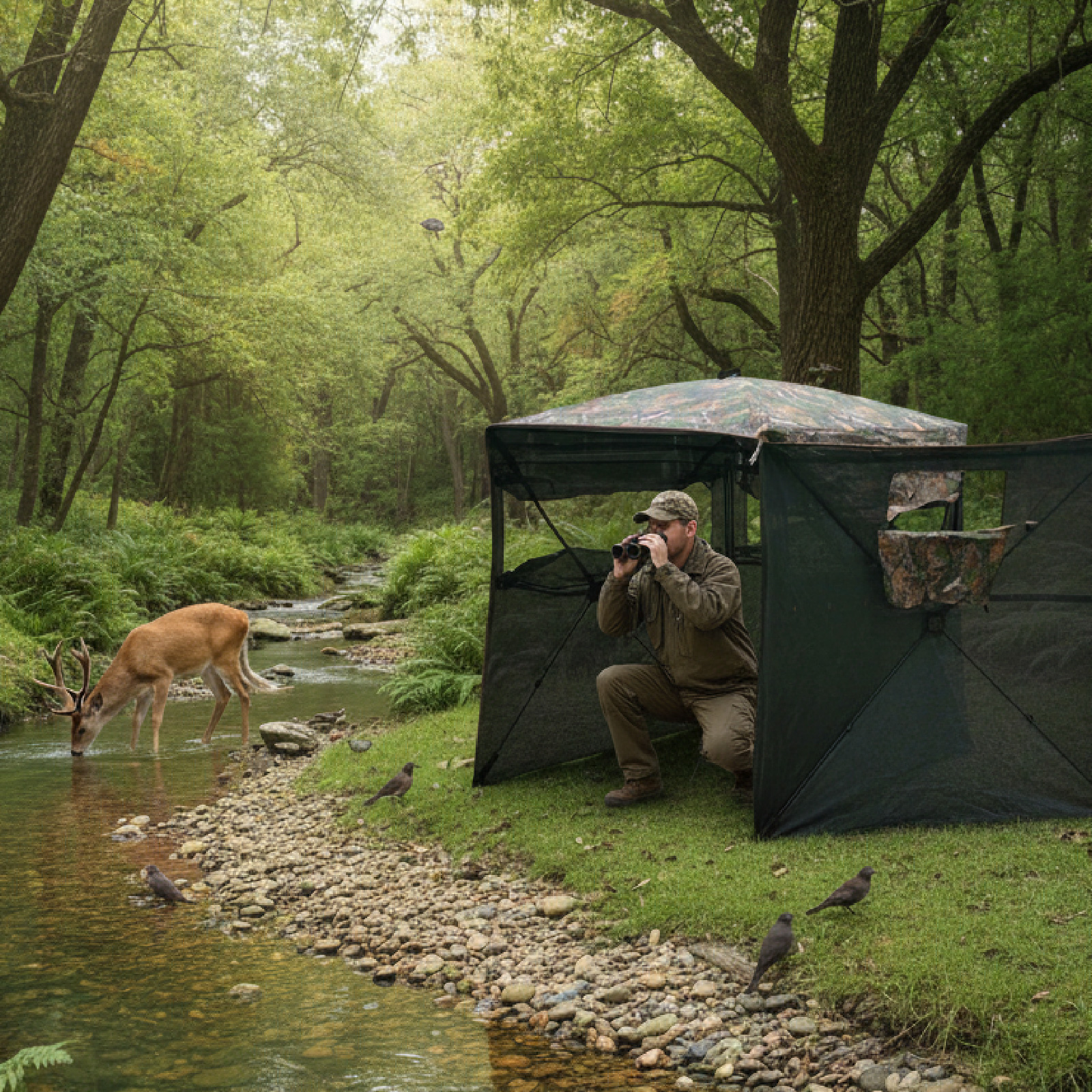 Hunting Outdoors - Camouflage Pop-Up Hunting Blind Easy Setup