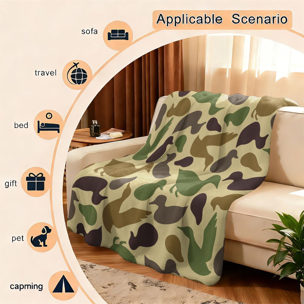 Duck Pattern Flannel Blanket S - Hunting Outdoor Rug 리뷰 및 가격