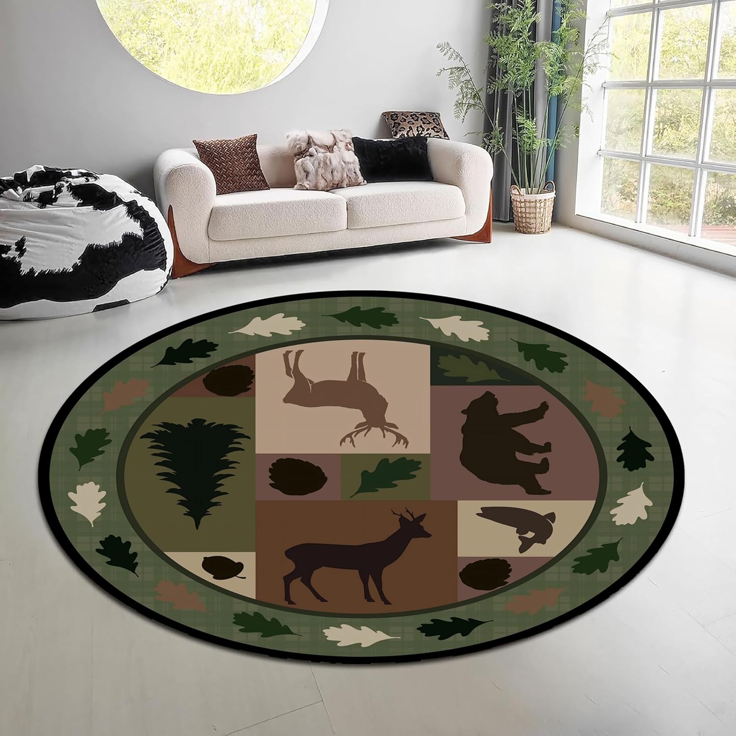 Vintage Nature Forest Round Ru - Hunting Outdoor Rug 리뷰 및 가격