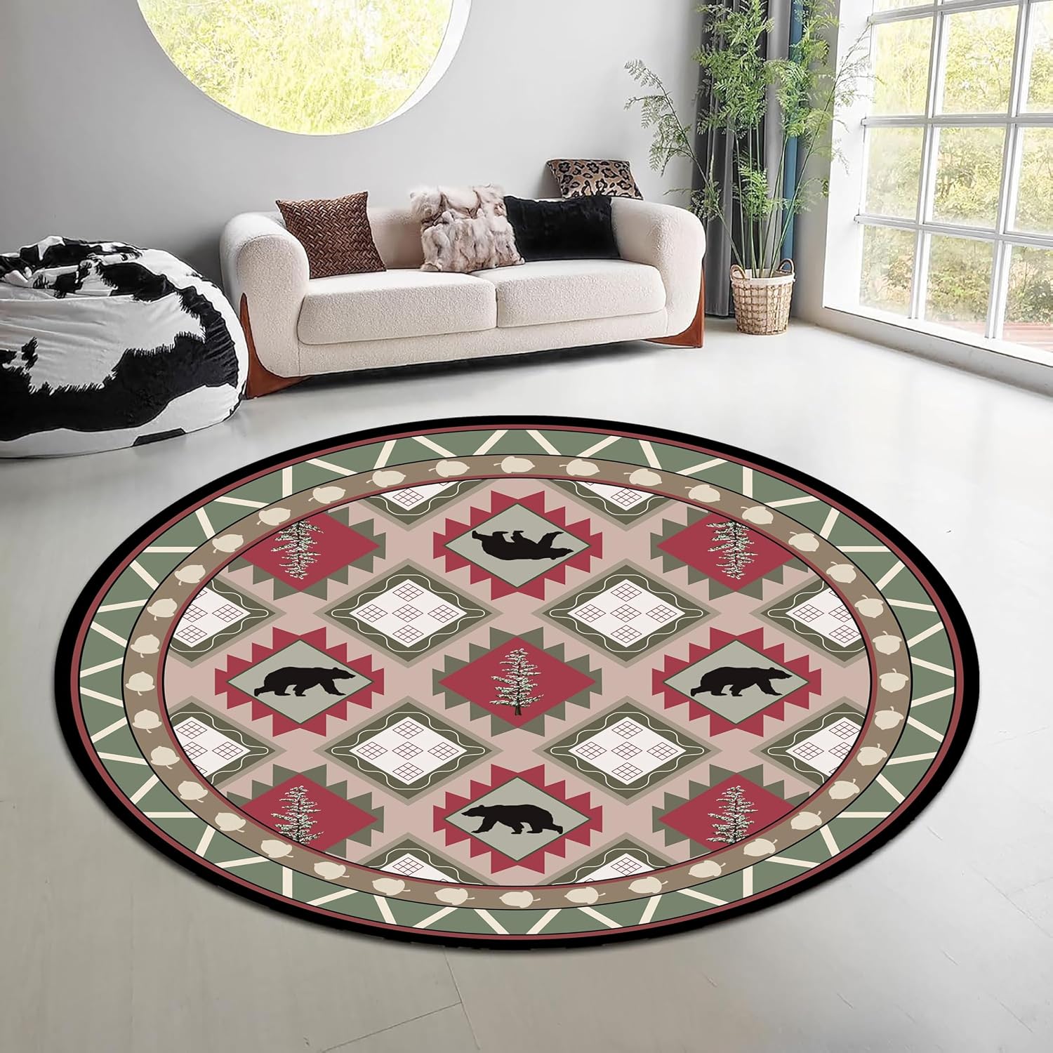 Vintage Nature Forest Round Ru - Hunting Outdoor Rug 리뷰 및 가격