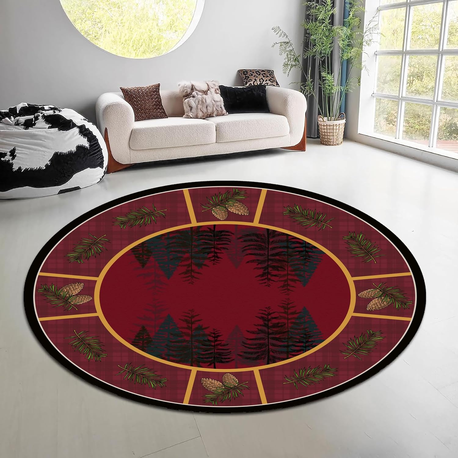 Vintage Nature Forest Round Ru - Hunting Outdoor Rug 리뷰 및 가격