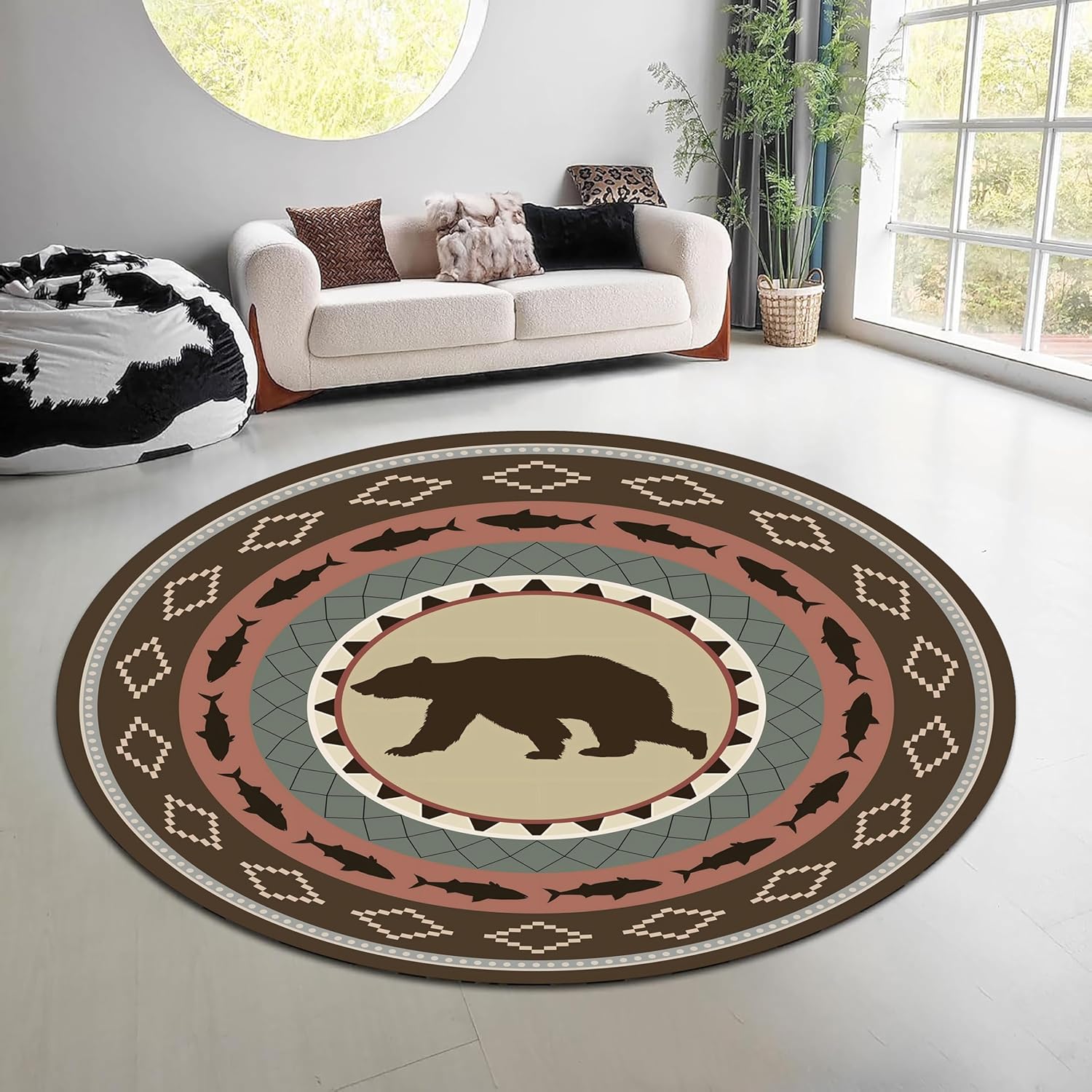 Vintage Nature Forest Round Ru - Hunting Outdoor Rug 리뷰 및 가격